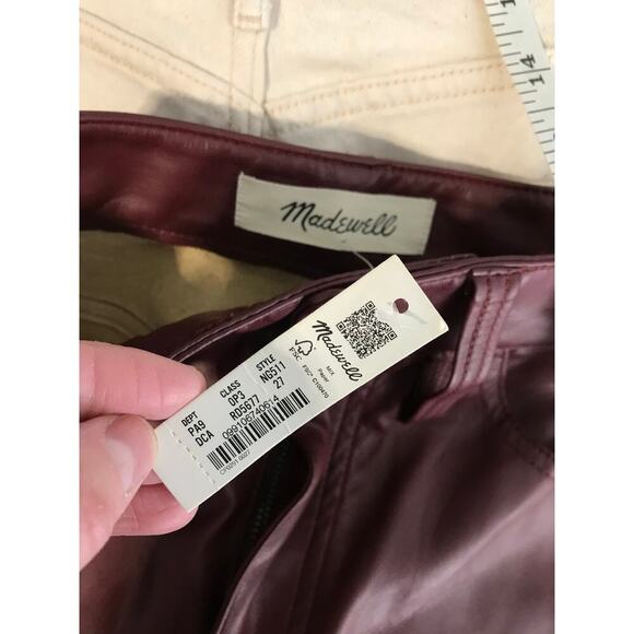 Madewell the perfect vintage straight jean women’s size 27 red vegan leather￼ - Picture 3 of 10